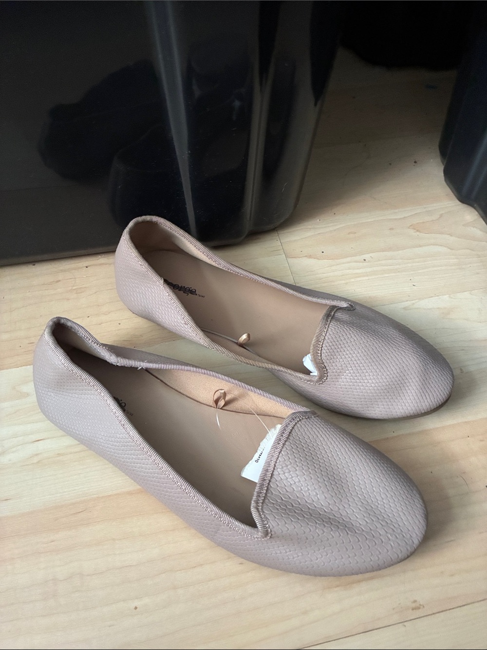 George Beige Textured Slip-On Flats